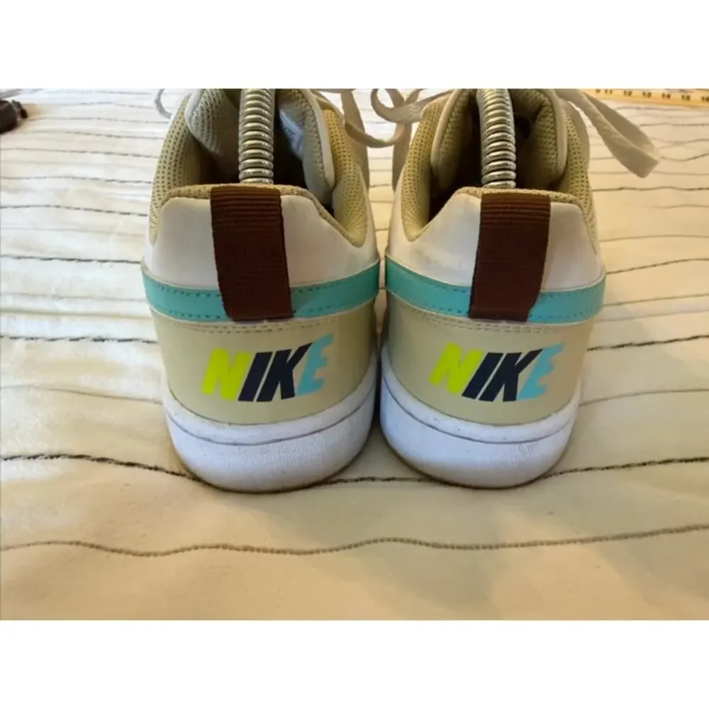Nike Court Borough Low Recraft Sneakers White Tan Teal- size 7Y (8.5 Women’s )